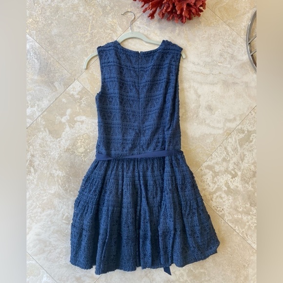 Zara Basic Fit & Flair Sleeveless Blue Lace Dress - M - Picture 6 of 9
